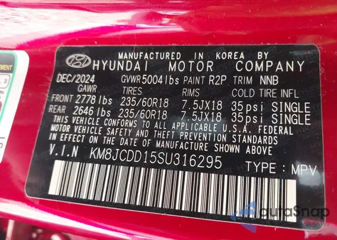 2025 Hyundai Tucson Hybrid Sel Convenience z USA, uszkodzony, nr VIN KM8JCDD15SU316295